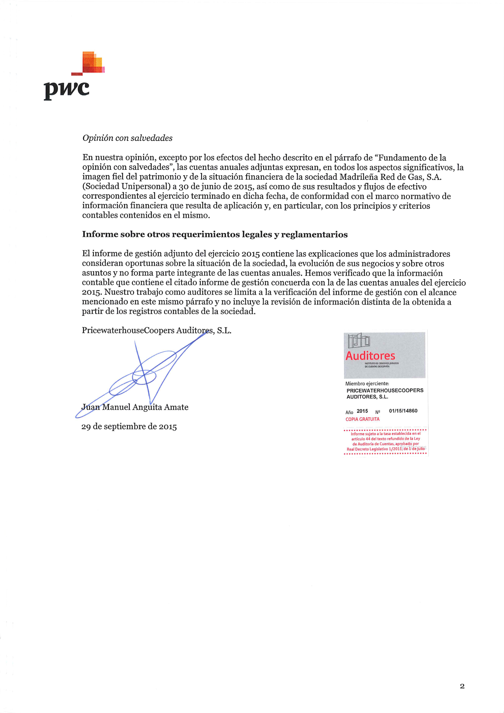 Informe Auditoría MRG 2015